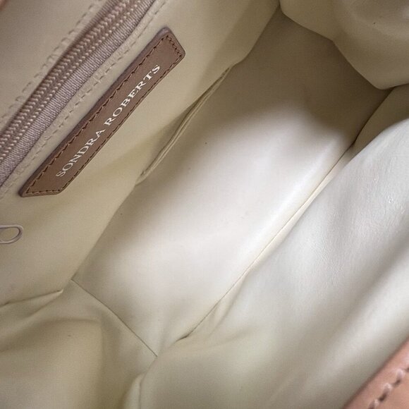 VTG Y2K Faux Snakeskin Double Handles Purse Shoulder Bag Sondra Roberts Brown - Picture 14 of 15